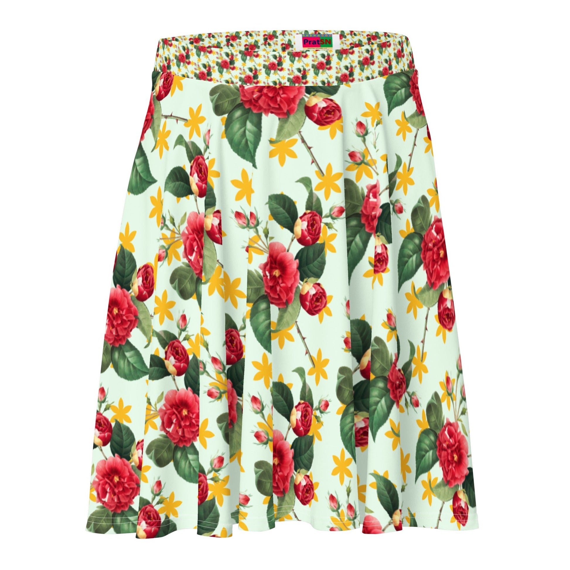 Women's skater skirt, Multi color skirt, Blooming pattern skater skirt, Cut & sew sublimation skirt, skater skirt for summer and spring - PratSN