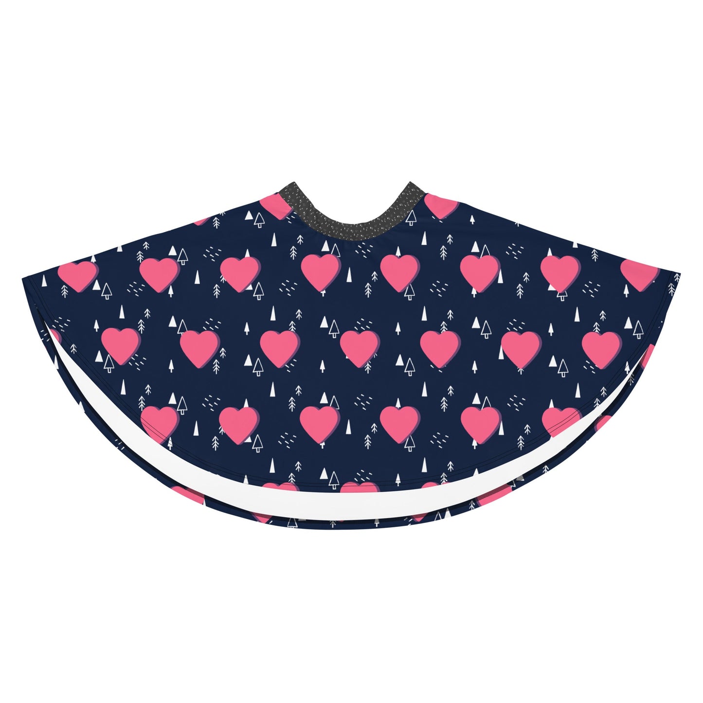 Women's skater skirt, Navy and pink color skirt, Love patterns - Hearts skirt, Festive pattern cut & sew sublimation, Summer special skirt skirt - PratSN