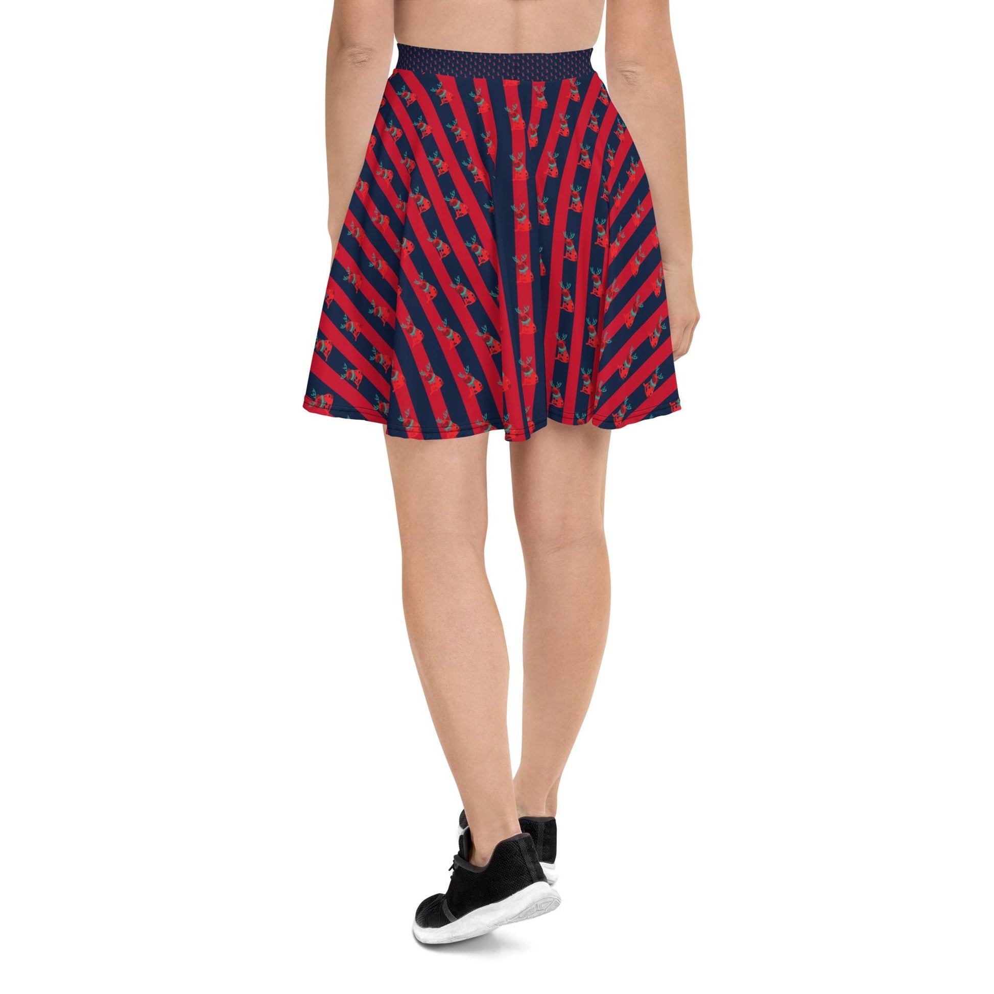 Women's skater skirt, Navy color skirt, Festive pattern skater skirt, Cut & sew sublimation skirt, skater skirt for summer and spring festivals - PratSN