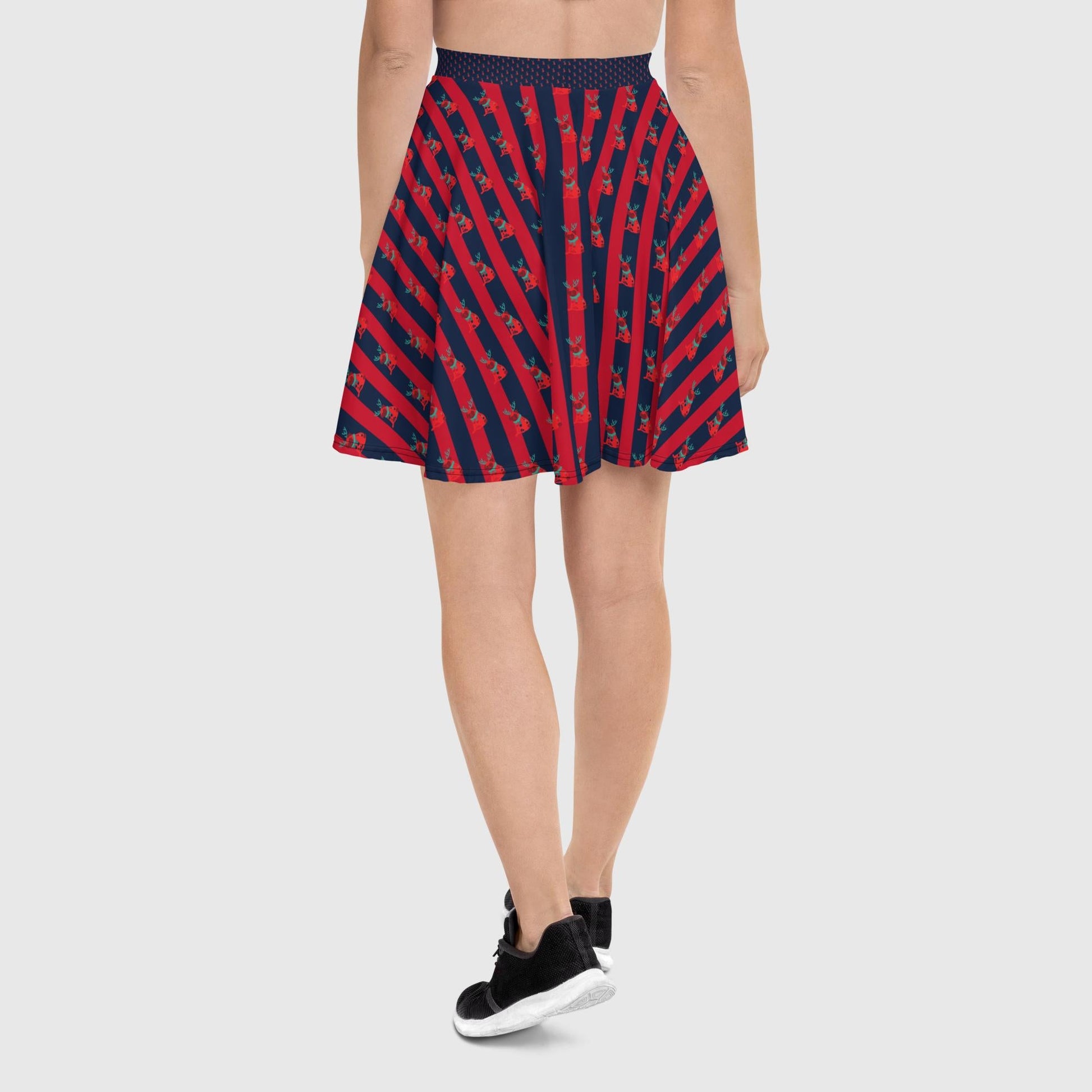 Women's skater skirt, Navy color skirt, Festive pattern skater skirt, Cut & sew sublimation skirt, skater skirt for summer and spring festivals - PratSN