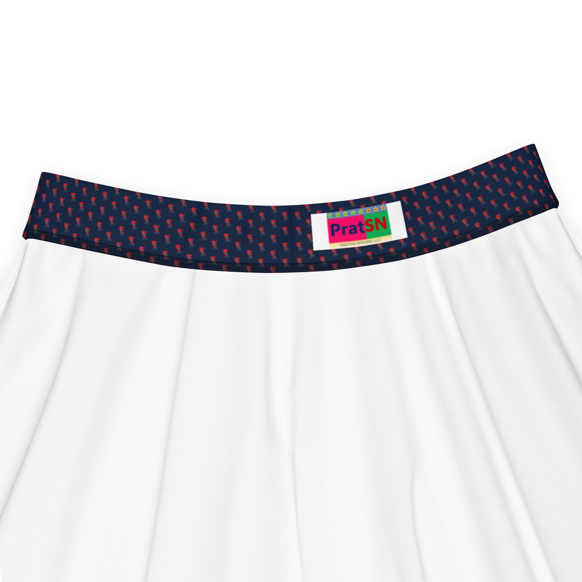 Women's skater skirt, Navy color skirt, Festive pattern skater skirt, Cut & sew sublimation skirt, skater skirt for summer and spring festivals - PratSN