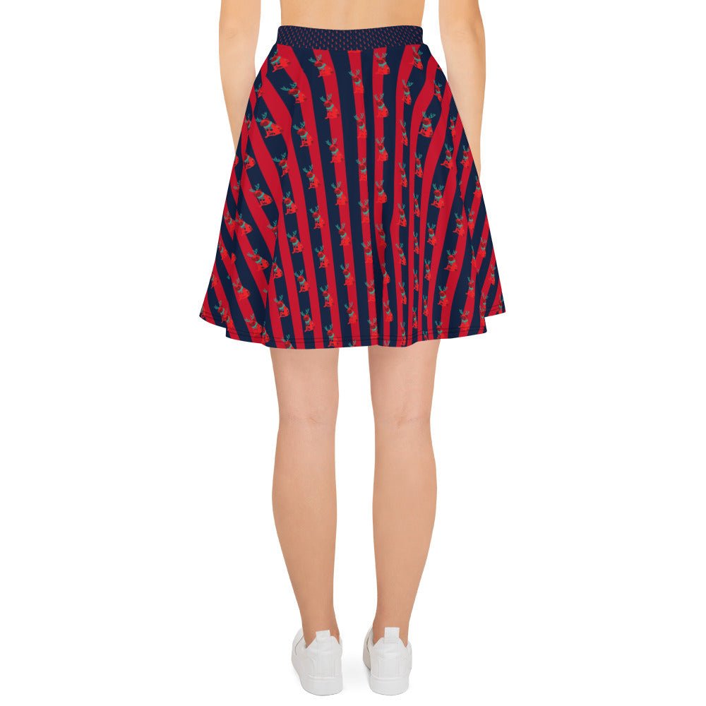 Women's skater skirt, Navy color skirt, Festive pattern skater skirt, Cut & sew sublimation skirt, skater skirt for summer and spring festivals - PratSN