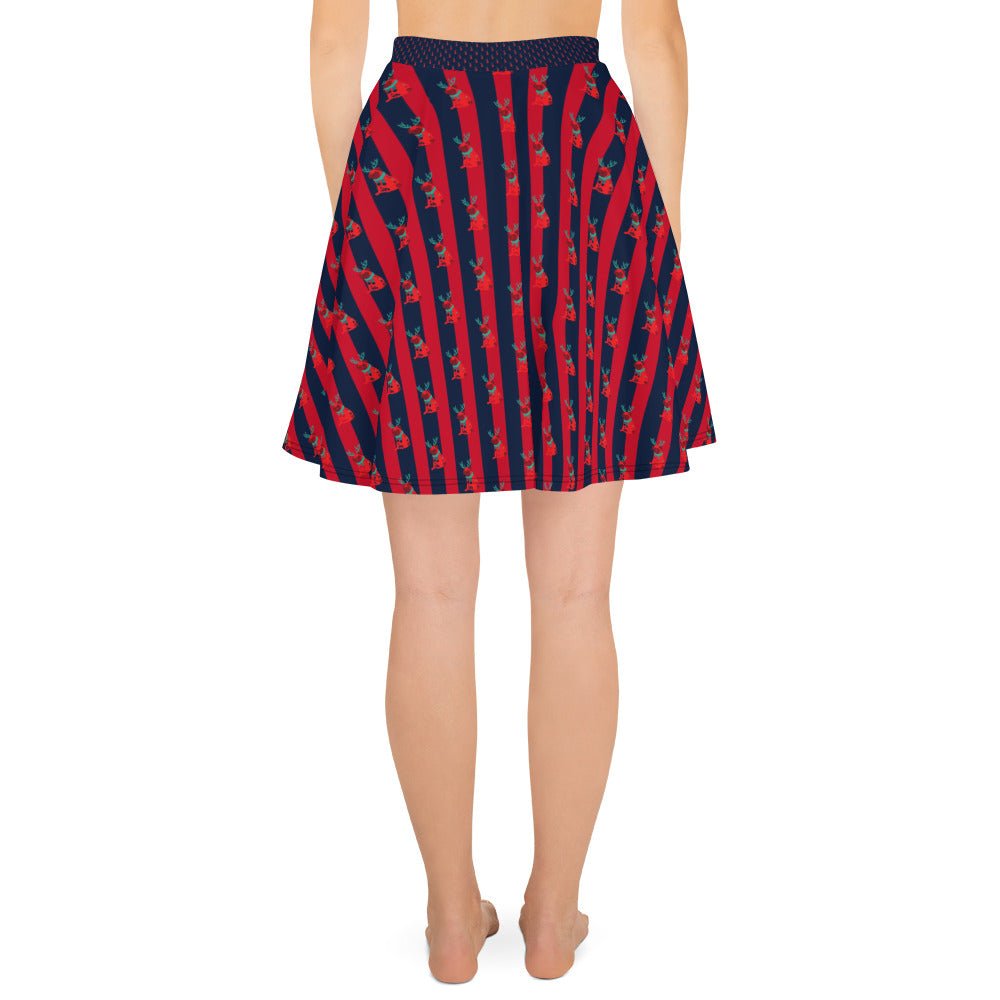 Women's skater skirt, Navy color skirt, Festive pattern skater skirt, Cut & sew sublimation skirt, skater skirt for summer and spring festivals - PratSN