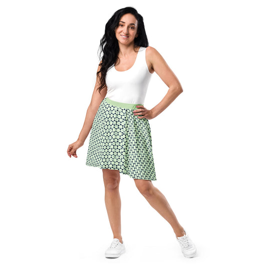 Women's skater skirt, Navy color skirt, Geometric pattern cut & sew sublimation, Summer special skirt skirt - PratSN