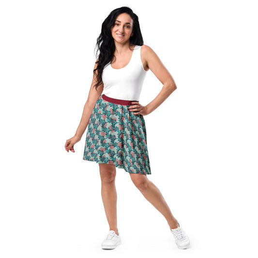 Women's skater skirt, Opal skater skirt, Festive pattern skater skirt, Cut & sew sublimation skirt, skater skirt for summer and spring festival - PratSN