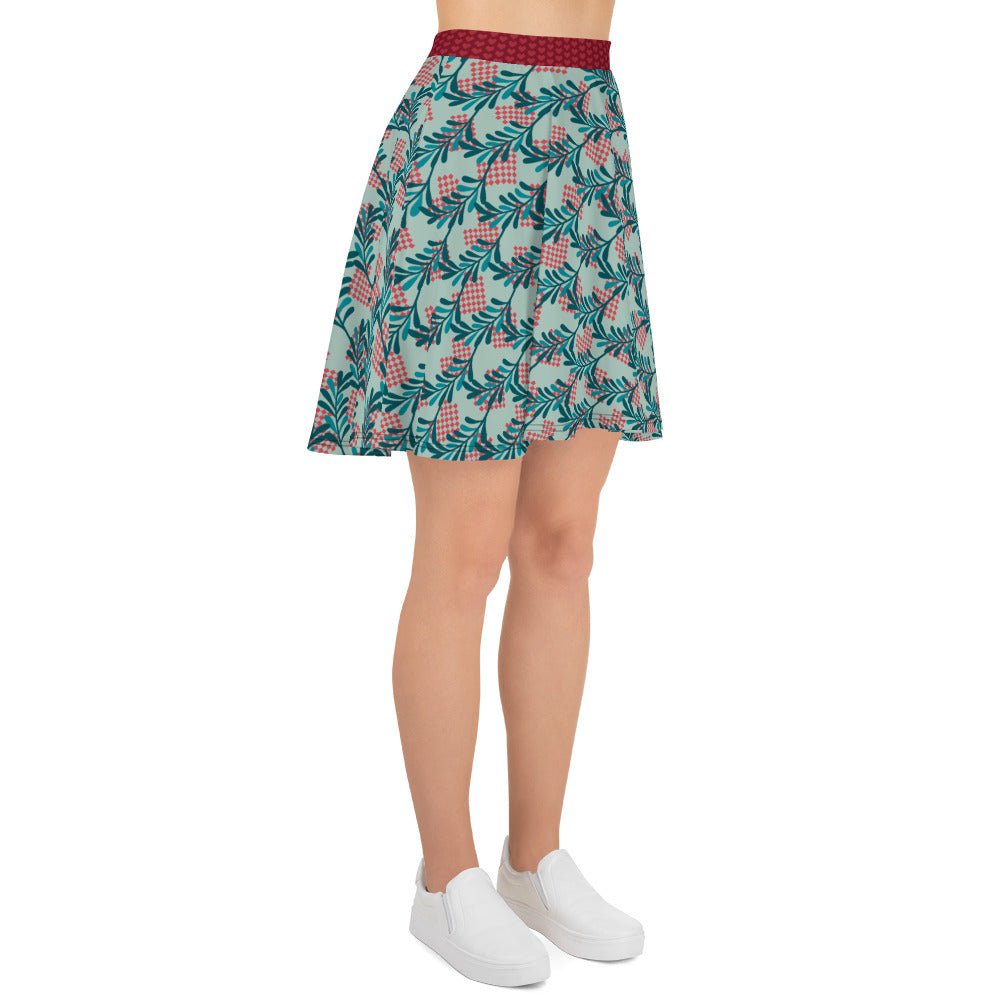 Women's skater skirt, Opal skater skirt, Festive pattern skater skirt, Cut & sew sublimation skirt, skater skirt for summer and spring festival - PratSN