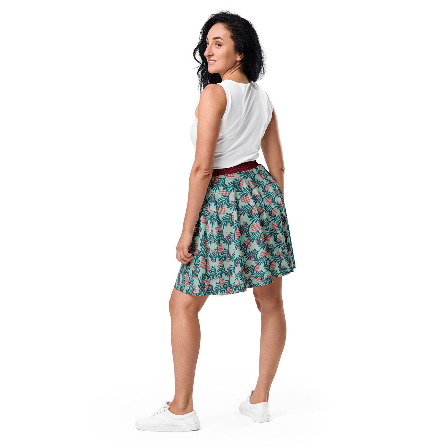 Women's skater skirt, Opal skater skirt, Festive pattern skater skirt, Cut & sew sublimation skirt, skater skirt for summer and spring festival - PratSN