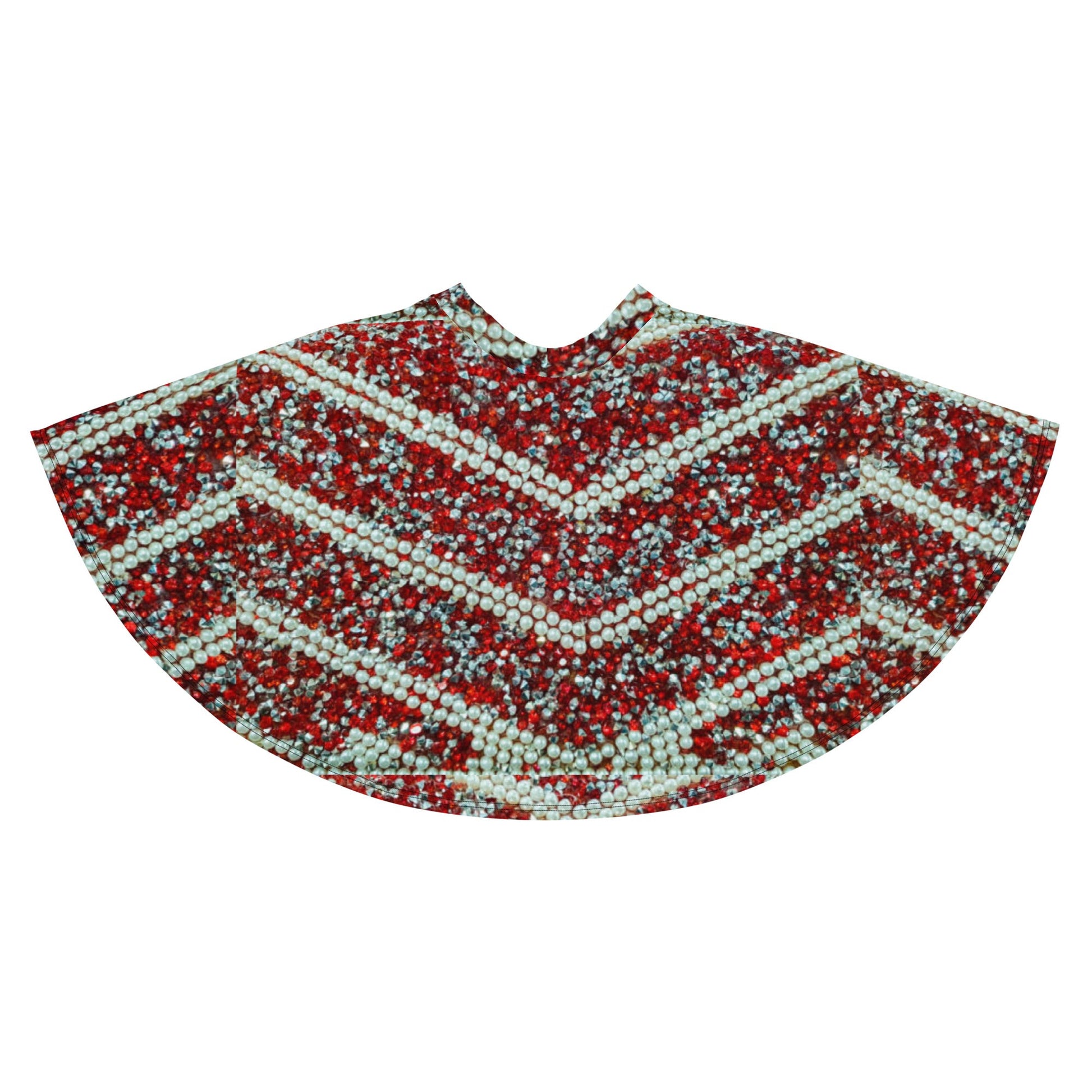 Women's Skater Skirt, Rhinestone Print Red White Mini Skirt, Cut & sew sublimation skirt, skater skirt for summer and spring - PratSN