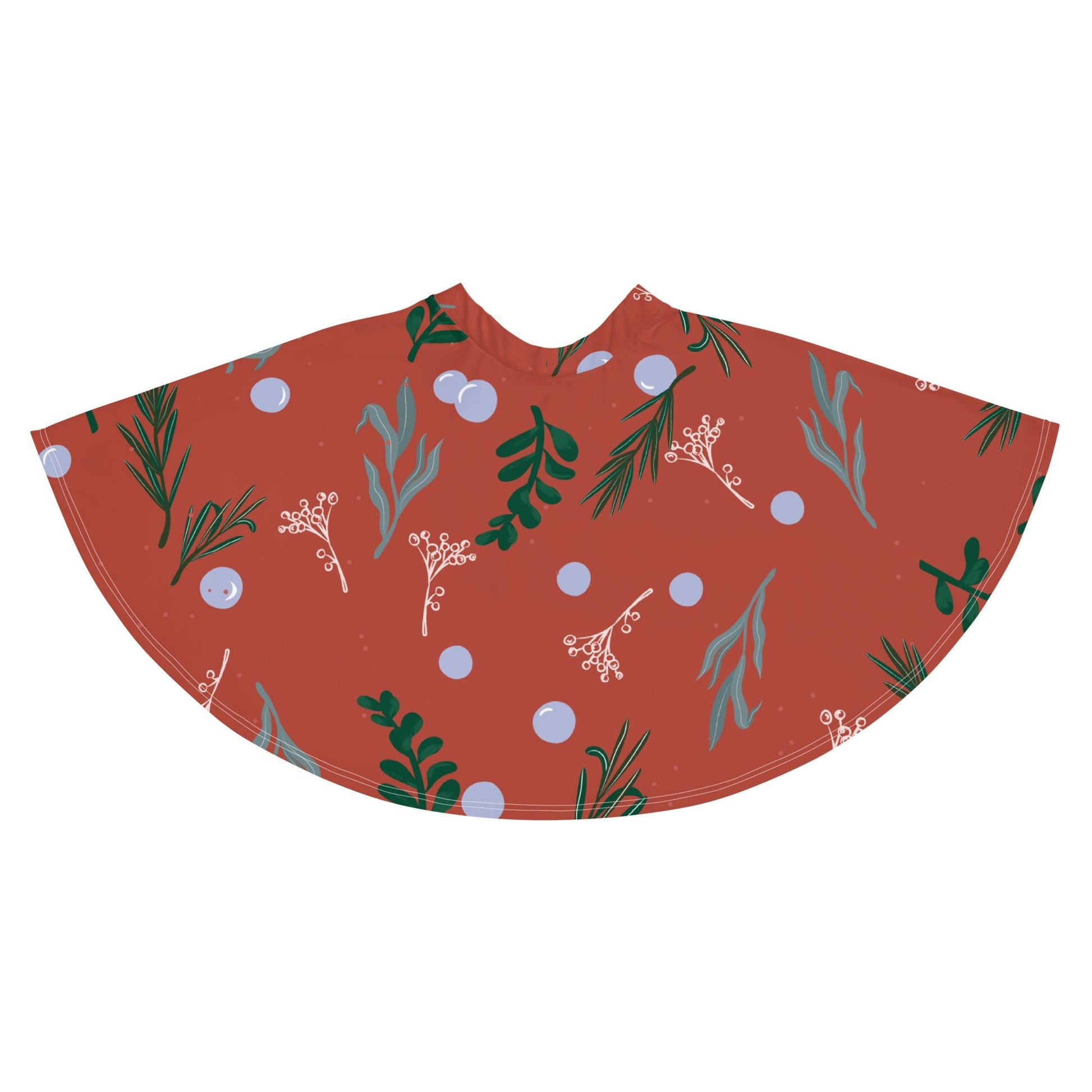 Women's skater skirt, Rust color skirt, Leaf pattern skater skirt, Cut & sew sublimation skirt, skater skirt for summer and spring - PratSN