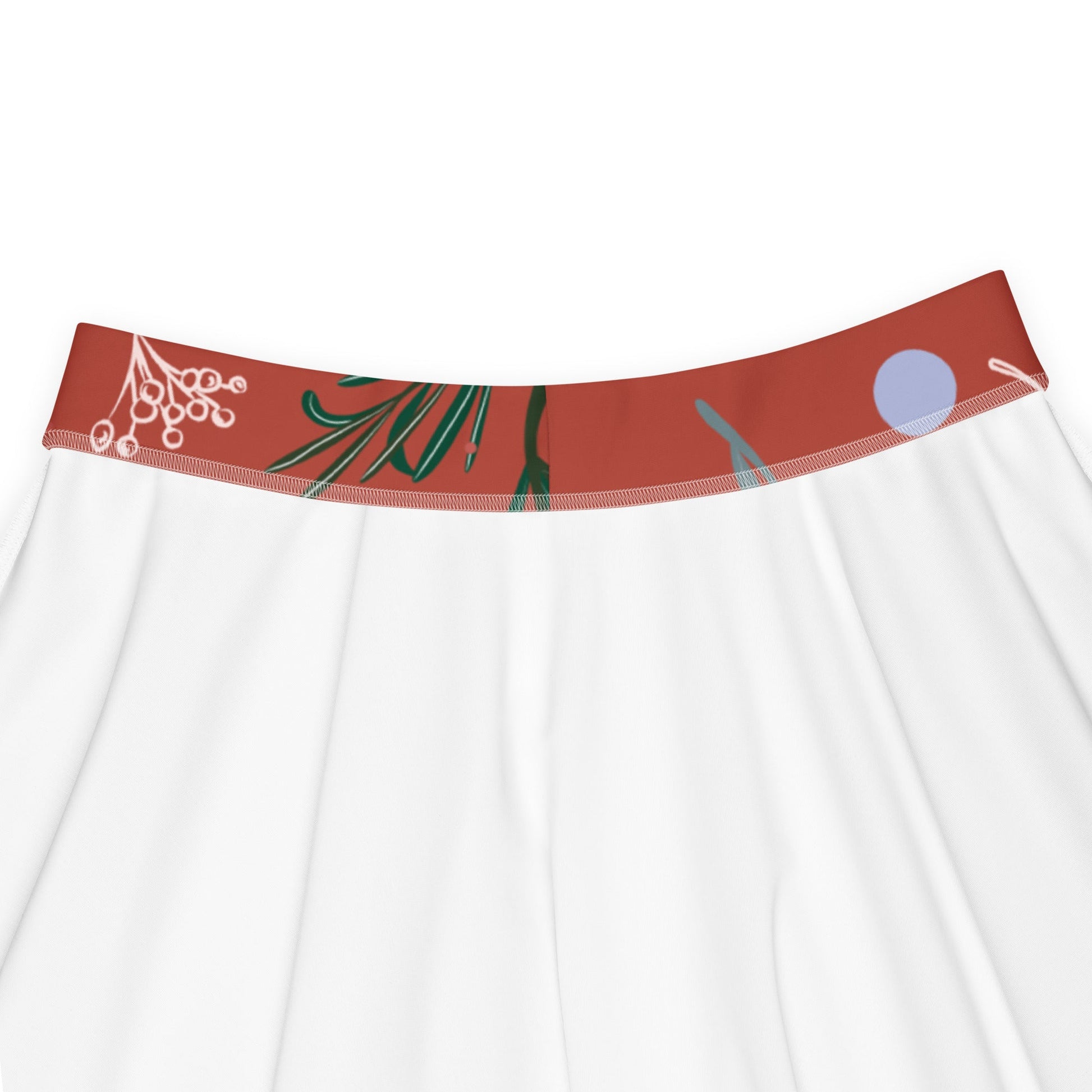 Women's skater skirt, Rust color skirt, Leaf pattern skater skirt, Cut & sew sublimation skirt, skater skirt for summer and spring - PratSN