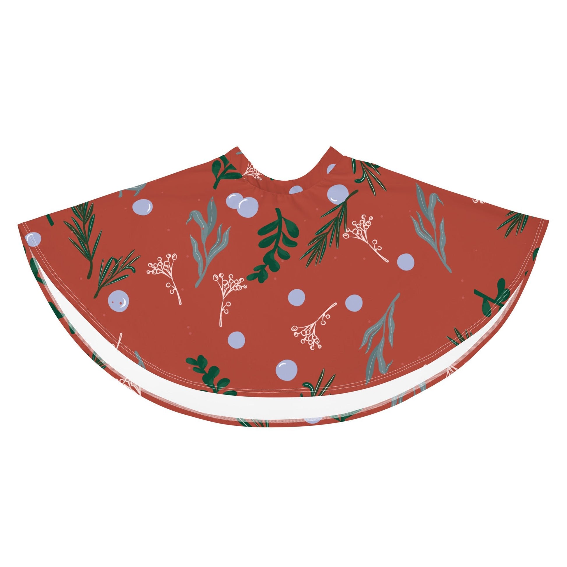Women's skater skirt, Rust color skirt, Leaf pattern skater skirt, Cut & sew sublimation skirt, skater skirt for summer and spring - PratSN