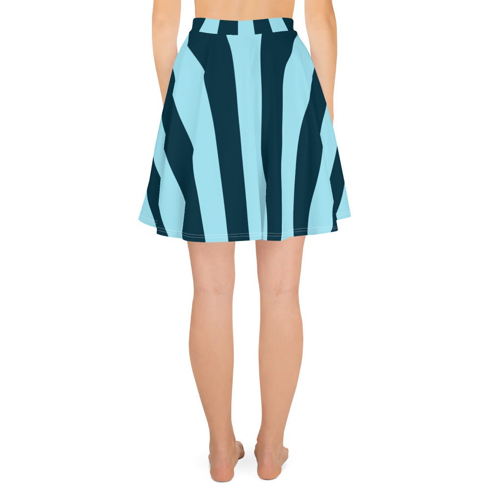 Women's skater skirt, Sky blue and deep green color skirt, Stripped skater skirt, Cut & sew sublimation skirt, skater skirt for summer and spring - PratSN
