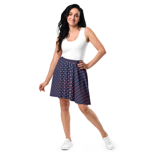 Women's skater skirt, Wild Blue Yonder color skirt, Geometric pattern cut & sew sublimation, Summer special skirt skirt - PratSN