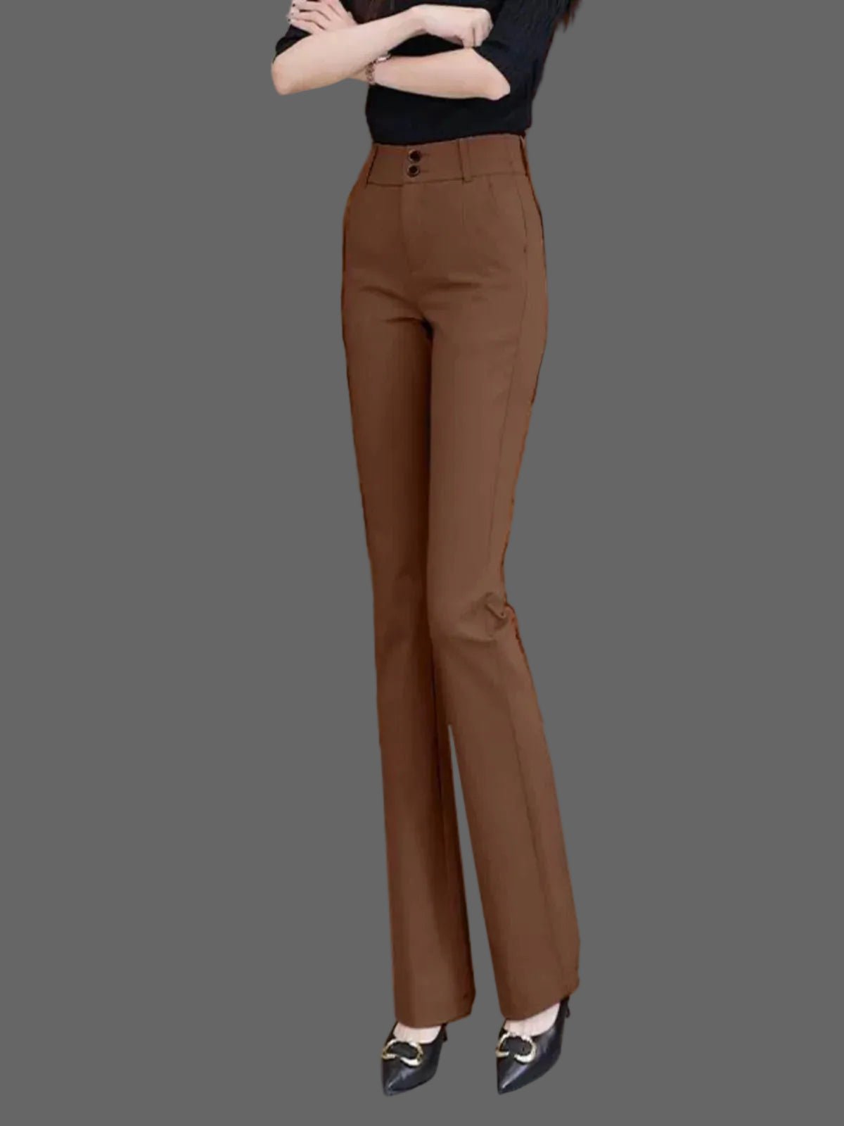 Women's Slim Fit High Waist Bell Bot Pants Casual Elastic Suit Pants Long High Waist Flared Trousers - PratSN