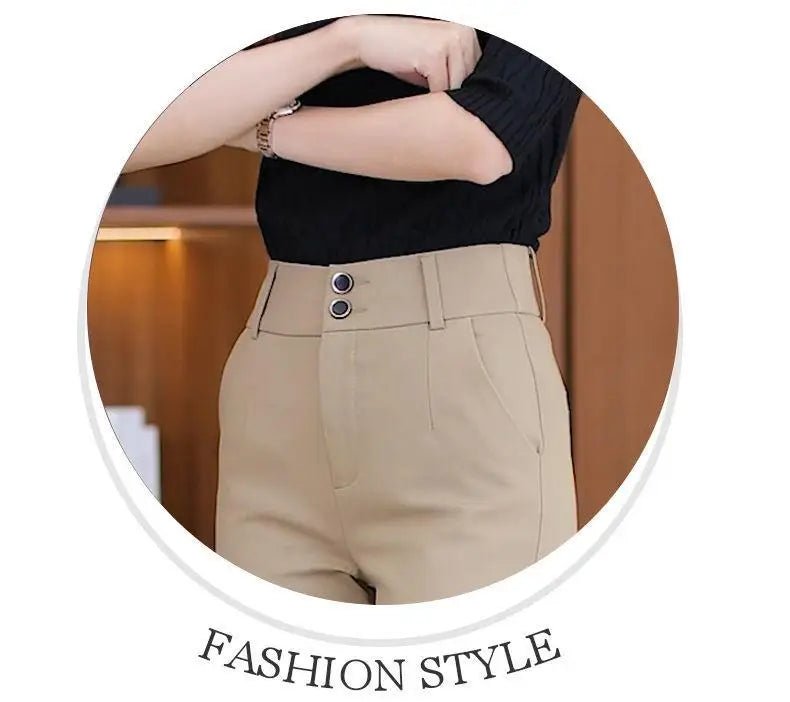 Women's Slim Fit High Waist Bell Bot Pants Casual Elastic Suit Pants Long High Waist Flared Trousers - PratSN