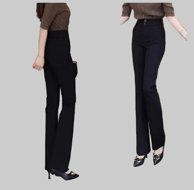 Women's Slim Fit High Waist Bell Bot Pants Casual Elastic Suit Pants Long High Waist Flared Trousers - PratSN