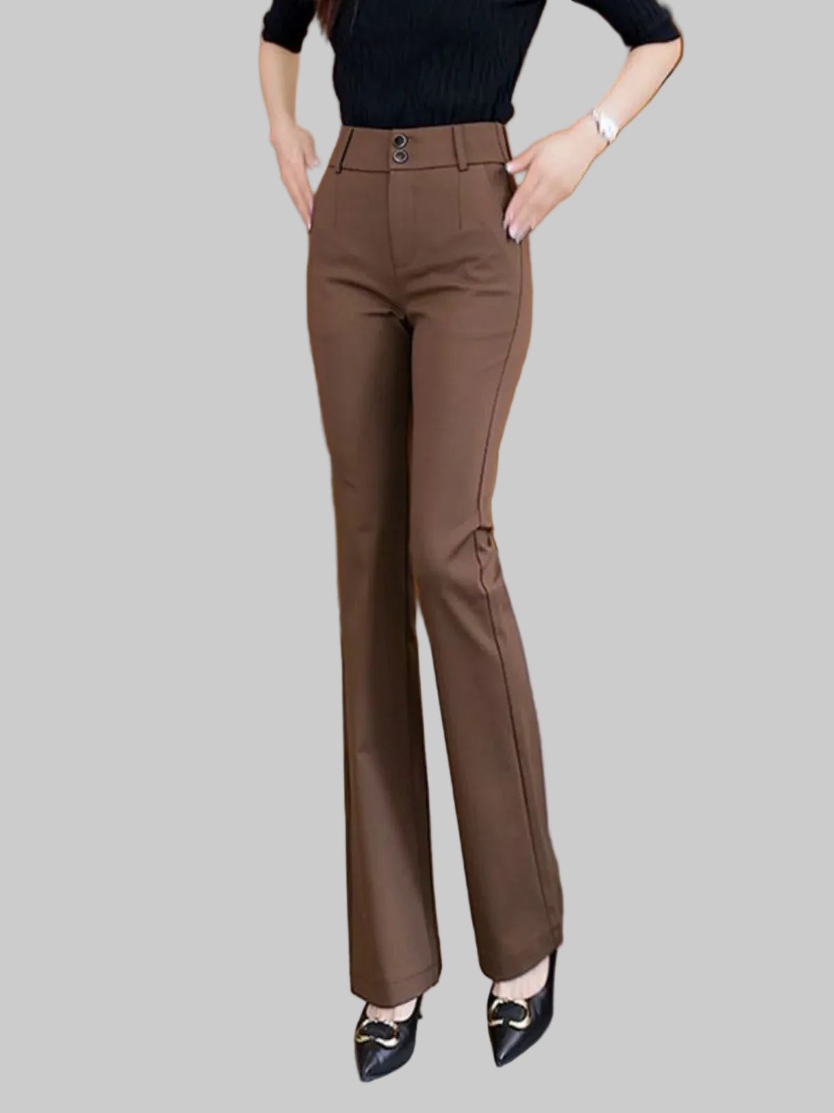 Women's Slim Fit High Waist Bell Bot Pants Casual Elastic Suit Pants Long High Waist Flared Trousers - PratSN
