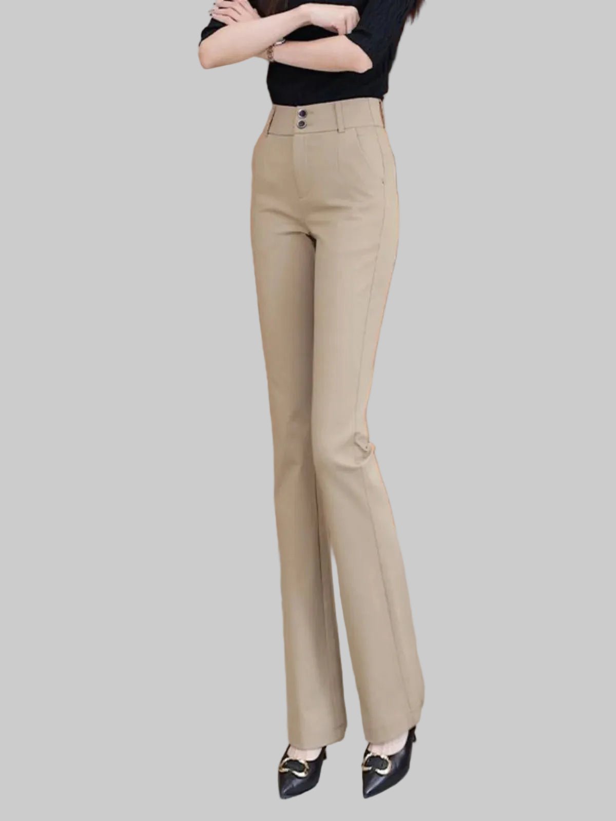 Women's Slim Fit High Waist Bell Bot Pants Casual Elastic Suit Pants Long High Waist Flared Trousers - PratSN