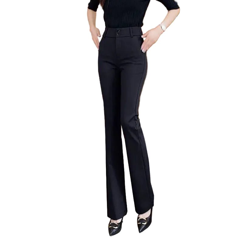 Women's Slim Fit High Waist Bell Bot Pants Casual Elastic Suit Pants Long High Waist Flared Trousers - PratSN