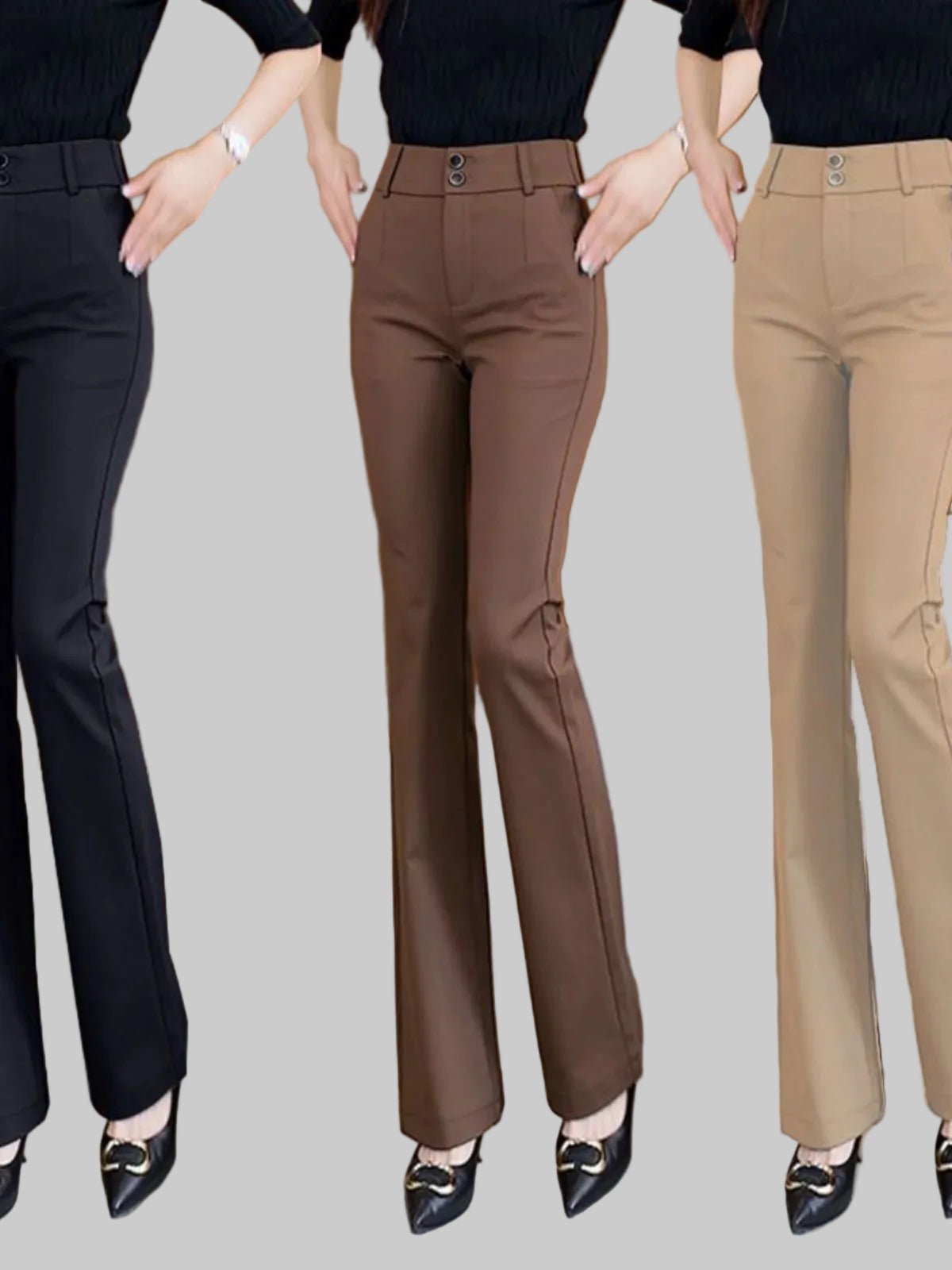 Women's Slim Fit High Waist Bell Bot Pants Casual Elastic Suit Pants Long High Waist Flared Trousers - PratSN