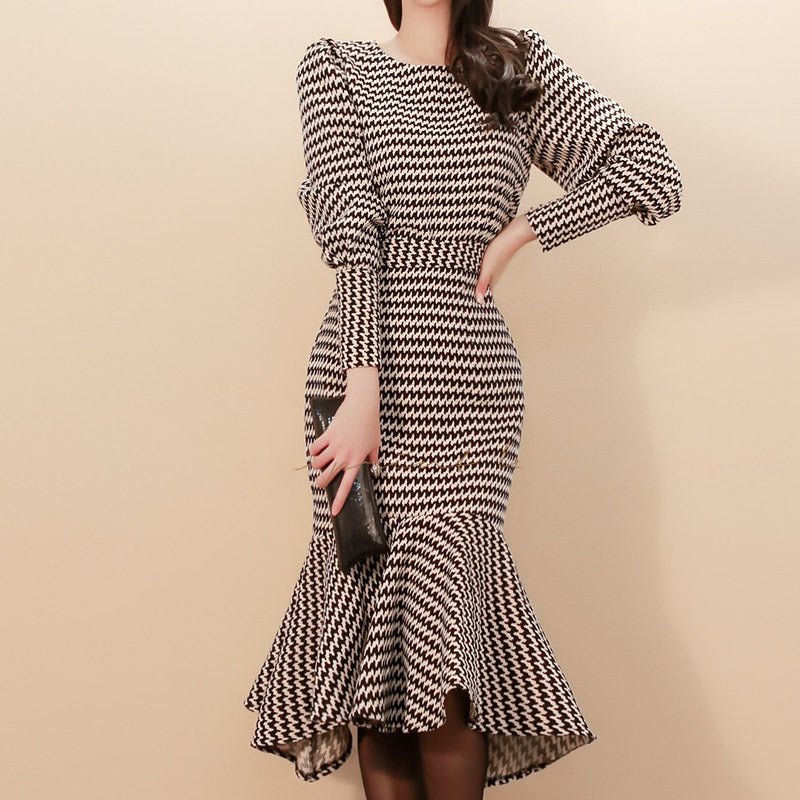 Women's Slim - fit Top Tight Waist Sheath Fishtail Skirt Two - piece Set - PratSN