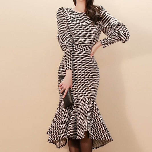 Women's Slim - fit Top Tight Waist Sheath Fishtail Skirt Two - piece Set - PratSN