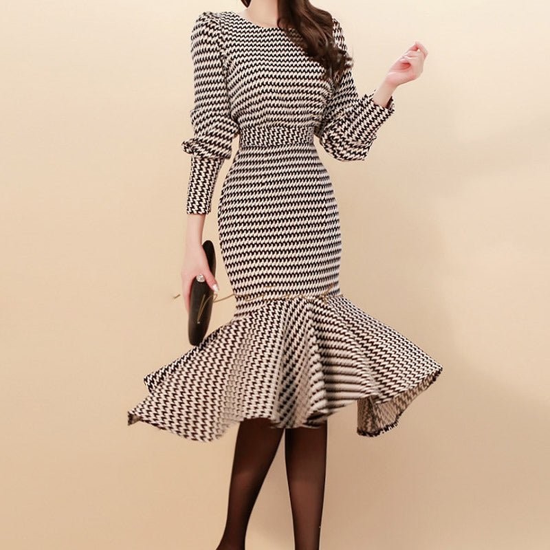 Women's Slim - fit Top Tight Waist Sheath Fishtail Skirt Two - piece Set - PratSN