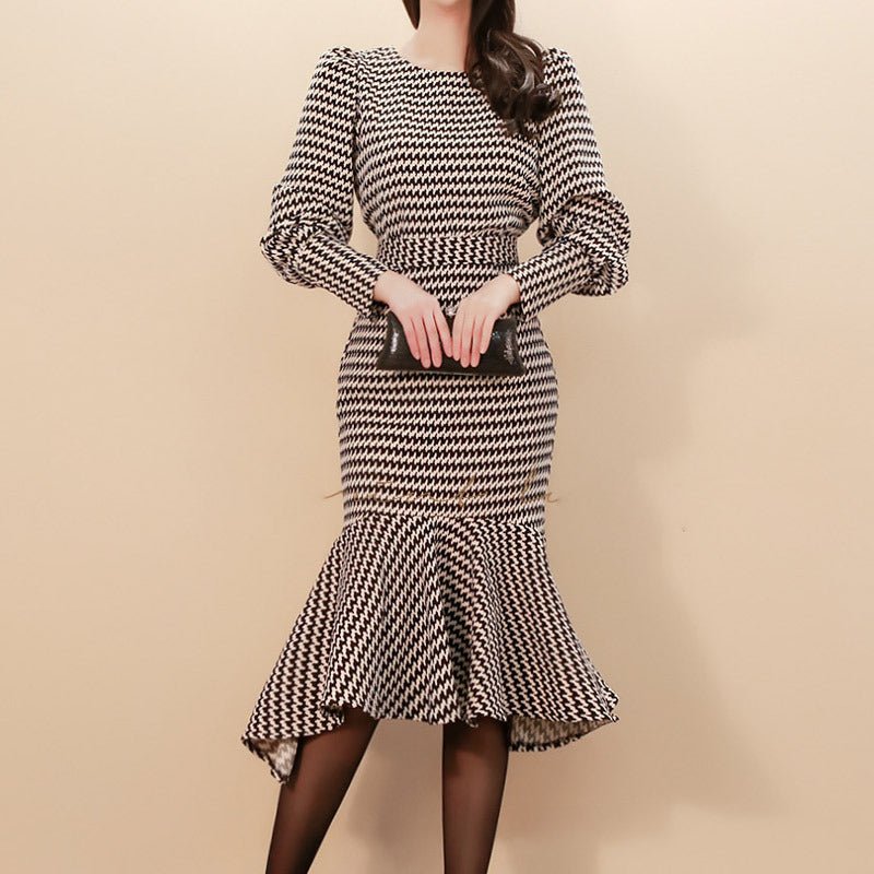 Women's Slim - fit Top Tight Waist Sheath Fishtail Skirt Two - piece Set - PratSN