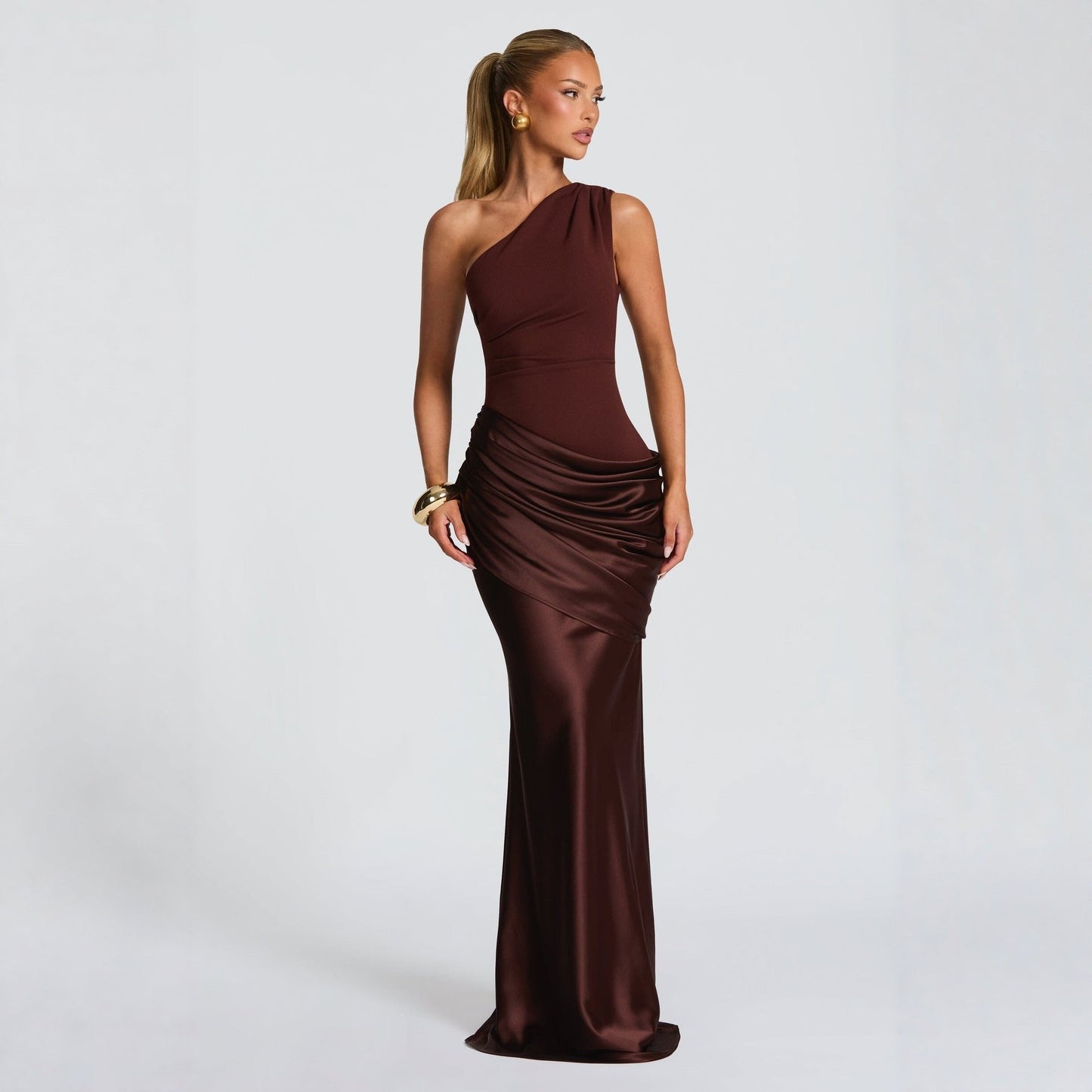 Women's Slim Off - shoulder Bodycon Maxi Dress Solid Color Sleeveless Evening Party Gown Dresses - PratSN