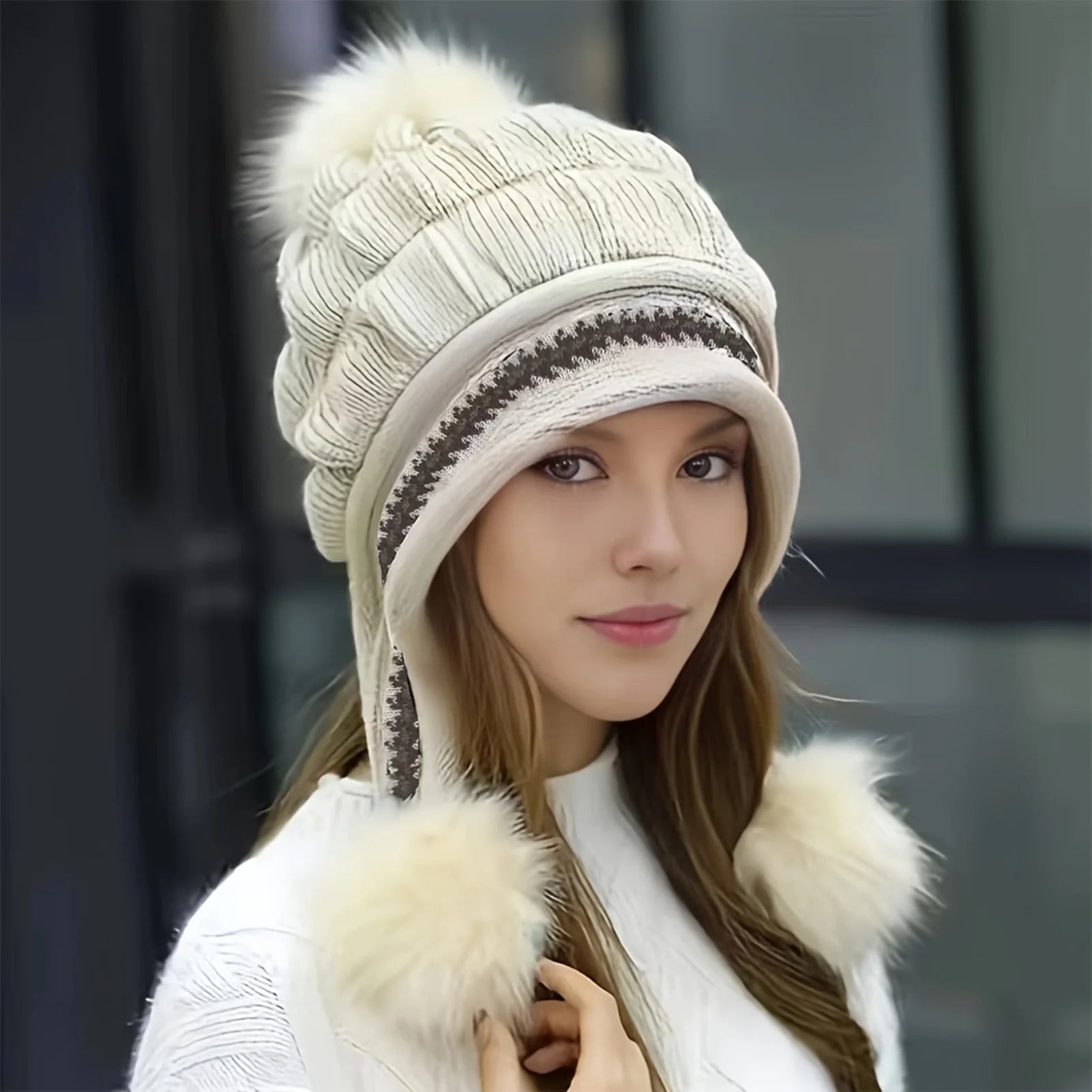 Women's Soft Winter Warm Fur Hat Fleece Lined Earflap Hat Beanie Casual Cold Weather - PratSN