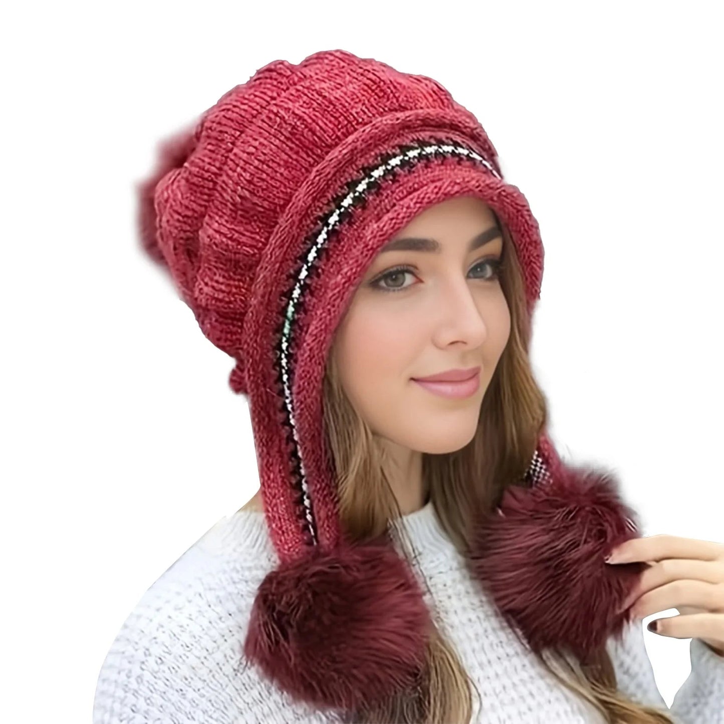 Women's Soft Winter Warm Fur Hat Fleece Lined Earflap Hat Beanie Casual Cold Weather - PratSN