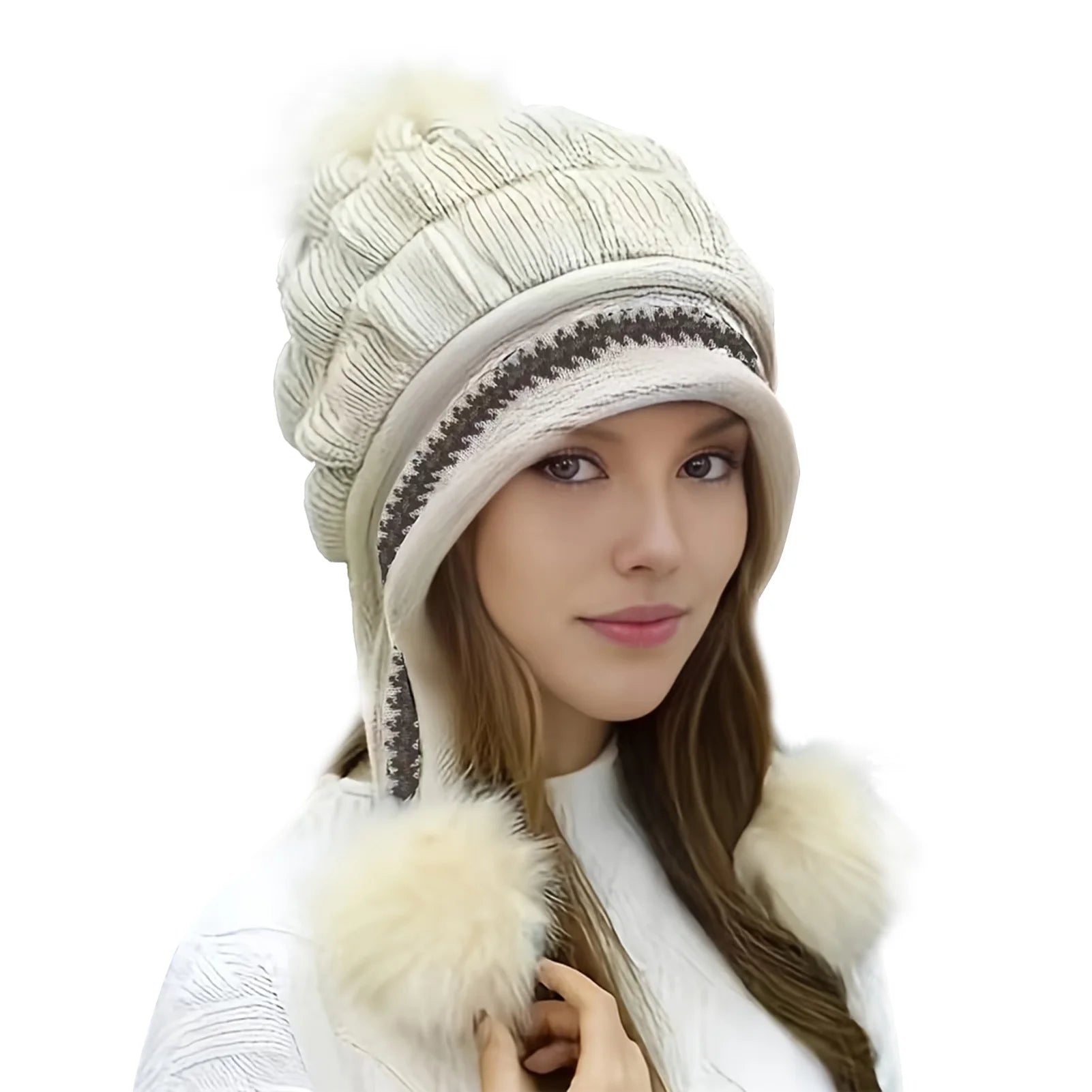 Women's Soft Winter Warm Fur Hat Fleece Lined Earflap Hat Beanie Casual Cold Weather - PratSN
