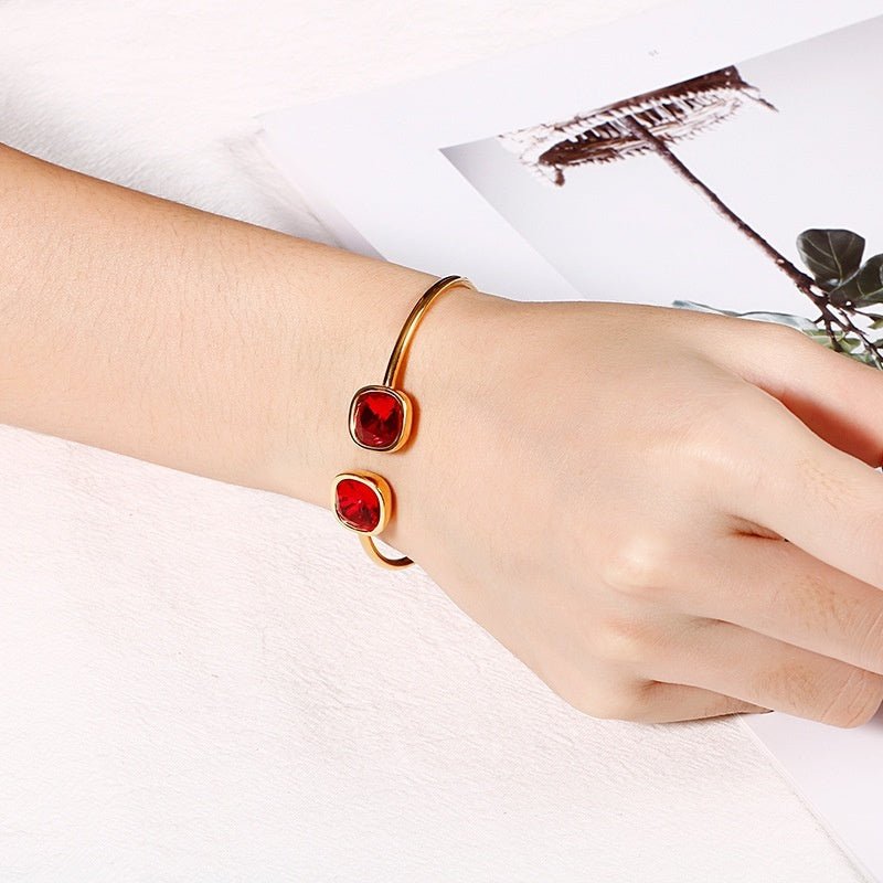 Women's Square Open Hollow Stainless Steel Bracelet - PratSN