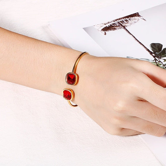 Women's Square Open Hollow Stainless Steel Bracelet - PratSN