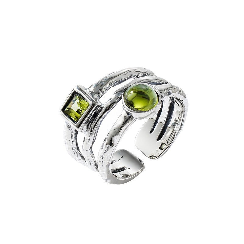 Women's Sterling Silver Olivine Crystal Ring - PratSN