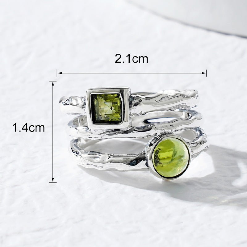 Women's Sterling Silver Olivine Crystal Ring - PratSN