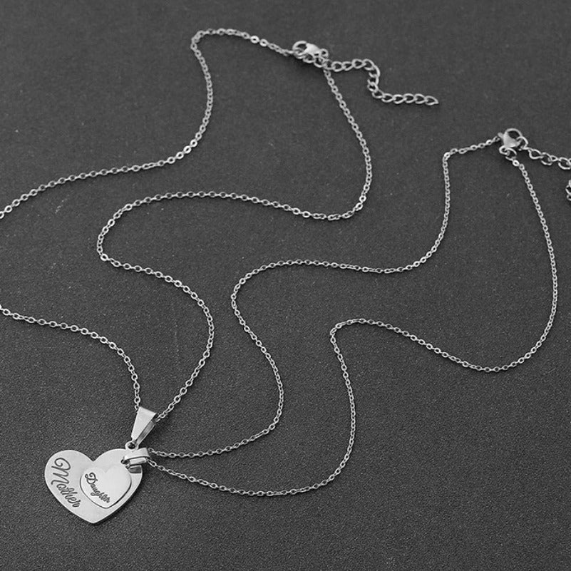 Women's Stitching Lettering Heart Necklace - PratSN