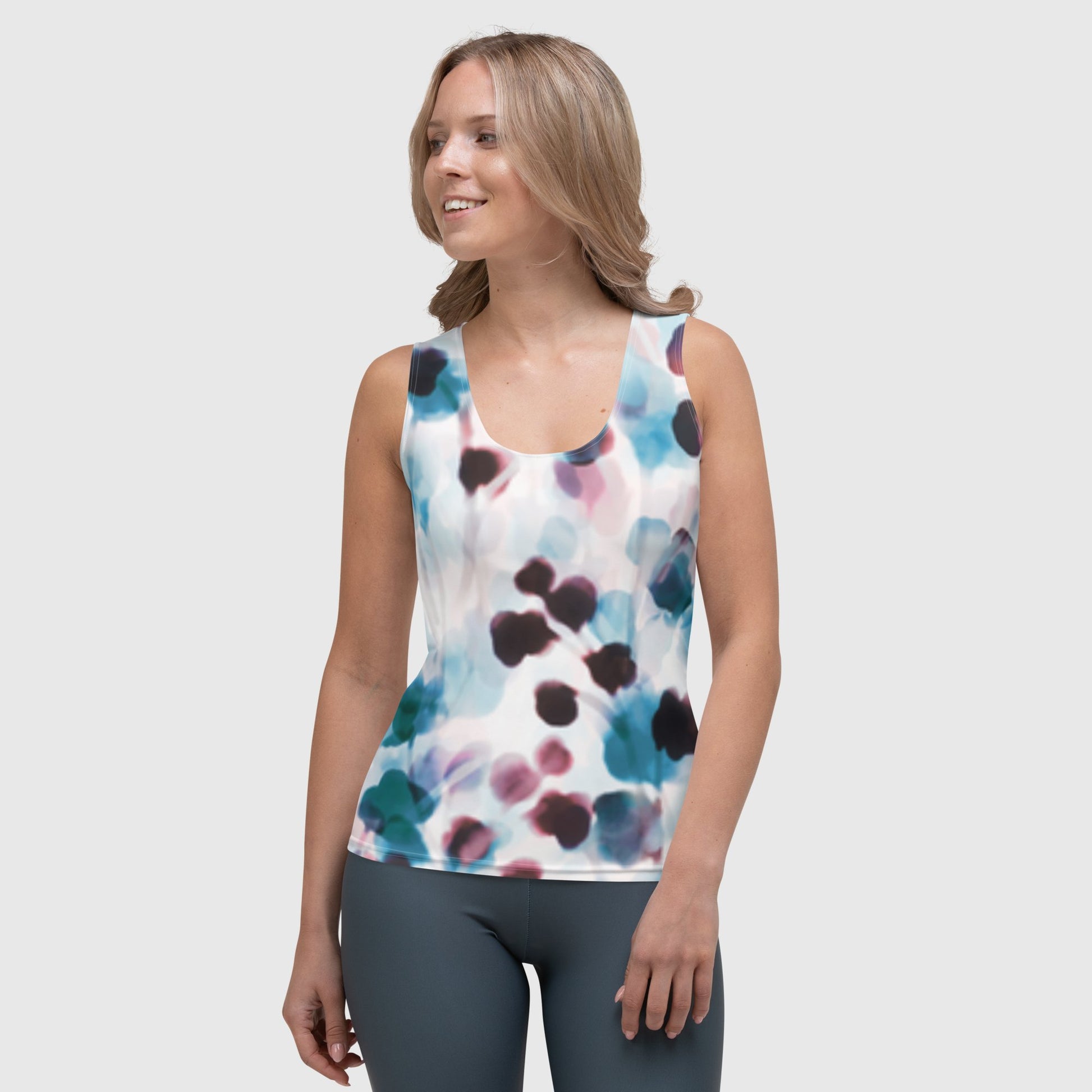 Women's sublimation cut & sew tank top, Multicolor tank top, Floral pattern tank top, Hand sewn, tank top for summer and spring - PratSN
