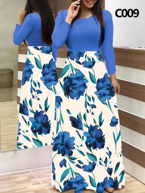 Women's Summer Casual Polka Dot Print Patchwork Long Dr Ele Faionable Maxi Gown for Spring Autumn Seasons - PratSN