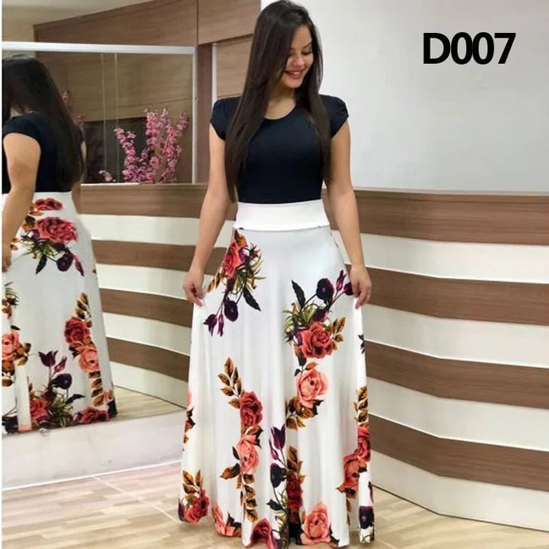 Women's Summer Casual Polka Dot Print Patchwork Long Dr Ele Faionable Maxi Gown for Spring Autumn Seasons - PratSN