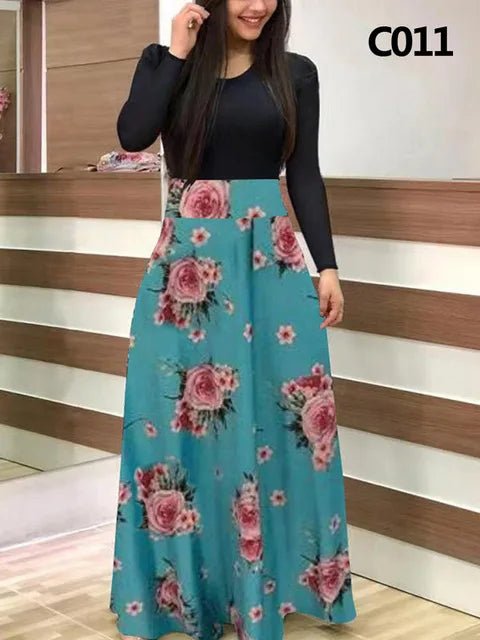 Women's Summer Casual Polka Dot Print Patchwork Long Dr Ele Faionable Maxi Gown for Spring Autumn Seasons - PratSN