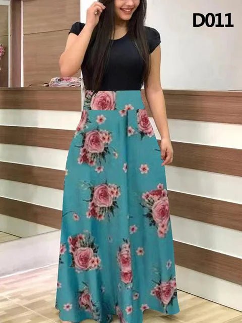 Women's Summer Casual Polka Dot Print Patchwork Long Dr Ele Faionable Maxi Gown for Spring Autumn Seasons - PratSN