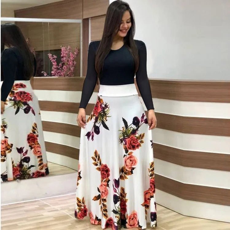 Women's Summer Casual Polka Dot Print Patchwork Long Dr Ele Faionable Maxi Gown for Spring Autumn Seasons - PratSN