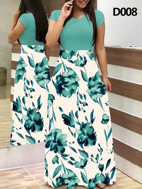 Women's Summer Casual Polka Dot Print Patchwork Long Dr Ele Faionable Maxi Gown for Spring Autumn Seasons - PratSN