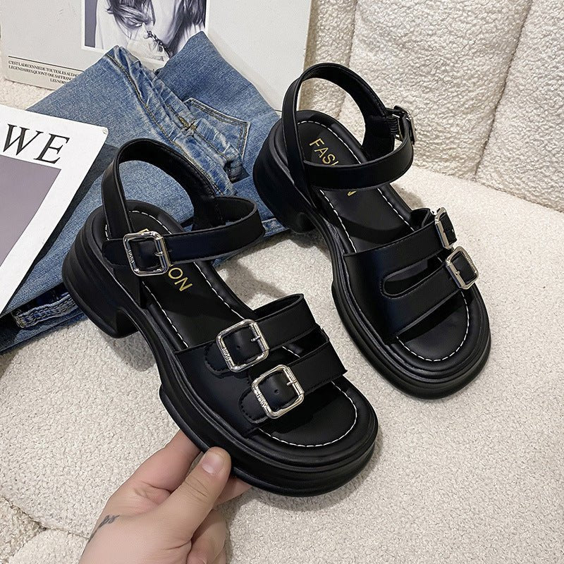 Women's Summer New All - Match Platform Beach Shoes Strap Roman Sandals - PratSN
