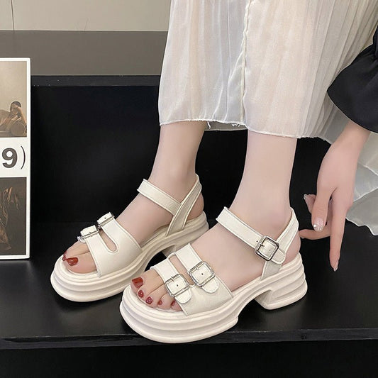 Women's Summer New All - Match Platform Beach Shoes Strap Roman Sandals - PratSN