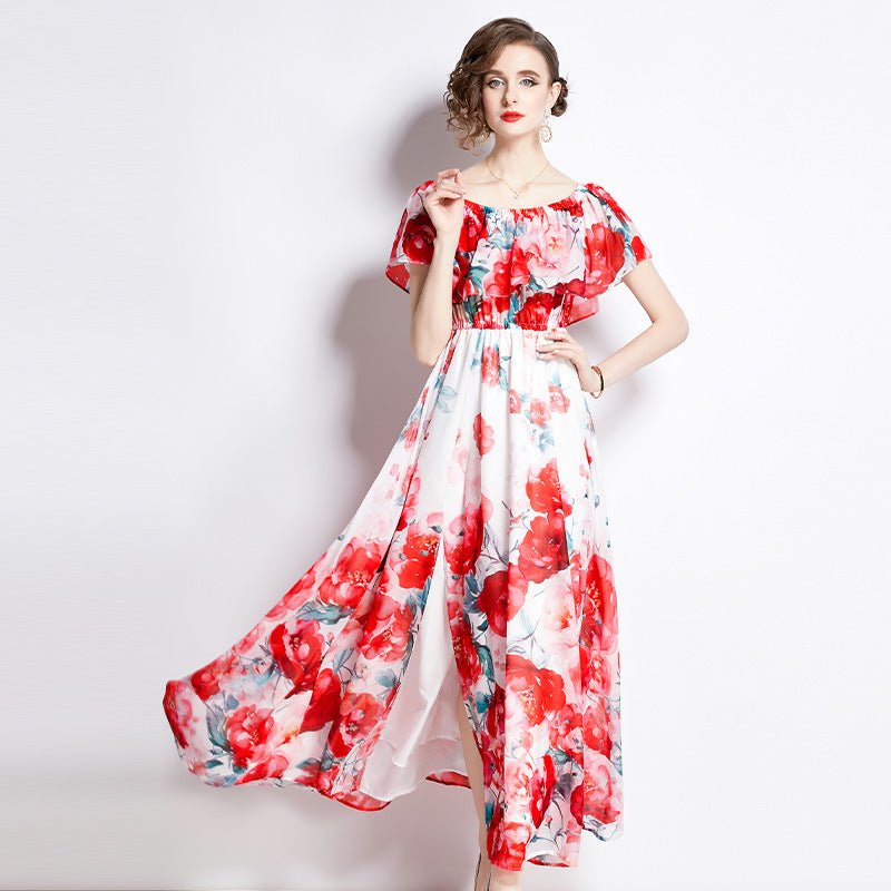 Women's Summer Split Chiffon Midi Dress - PratSN