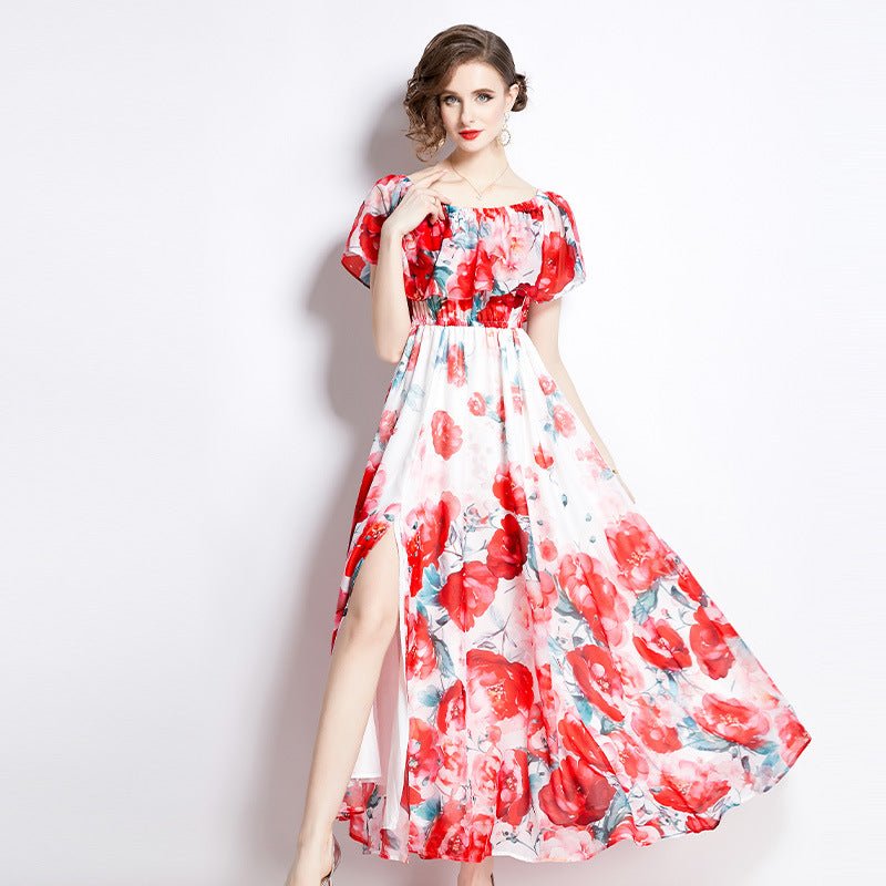Women's Summer Split Chiffon Midi Dress - PratSN