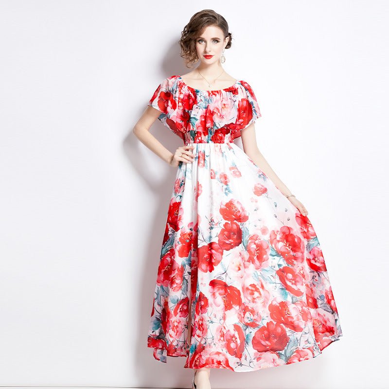 Women's Summer Split Chiffon Midi Dress - PratSN