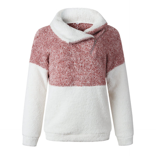 Women's sweater leopard print stitching pocket zipper - PratSN